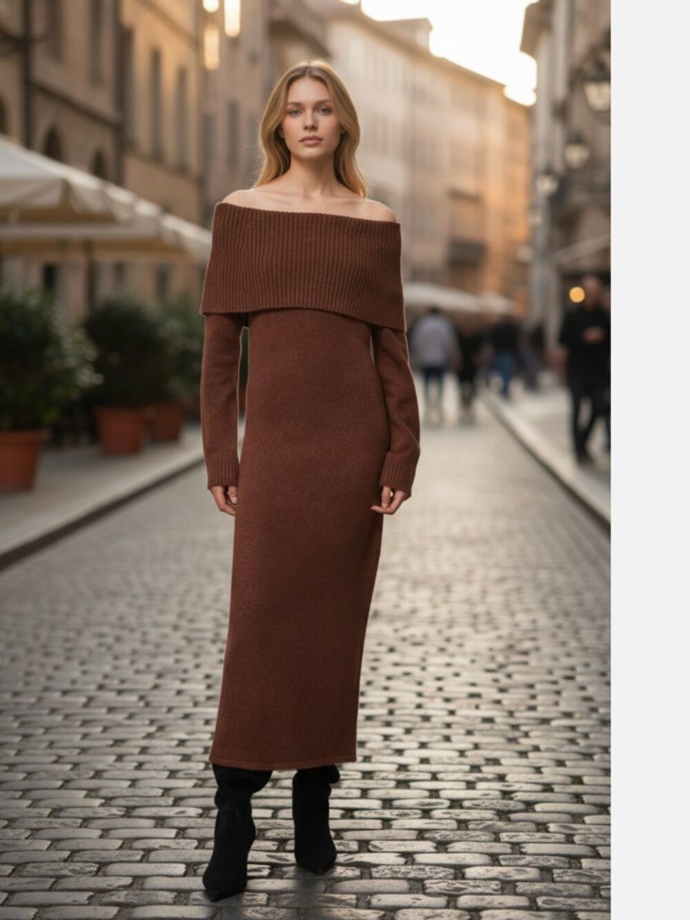 NWOT French Connection Emilia Off the Shoulder Long Sleeve Maxi Sweater Dress